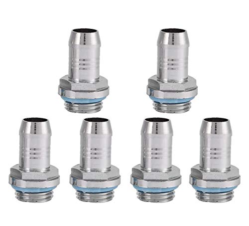 Bewinner Barb Fittings 6 Pc Pc Raffreddamento Ad Acqua Raccordo A Due Getti G1 / 4 Filettatura Barb Connettore Per Tubo, Acciaio Inossidabile(6Mm)