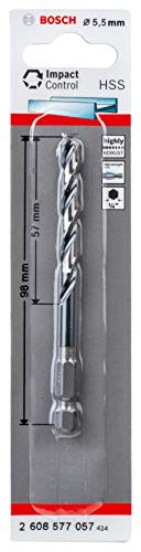 Bosch Professional 2608577057 Punta Hss Impact Control Per Metallo, Accessorio Per Foratrice A Percussione, 5.5 X 57 X 98 Mm