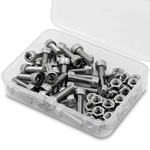 M6 X 16Mm Kit Di Viti Bulloni A Brugola E Dadi In Acciaio Inox 304,Vite A Testa Cilindrica Con Esagono Incassato (Bullone 40 Pz, Dadi 40 Pz)