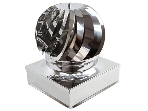 Aspiratore Fumi Girevole Inox Base Quadra Eolico Testa Camino - 37 Cm X 37 Cm