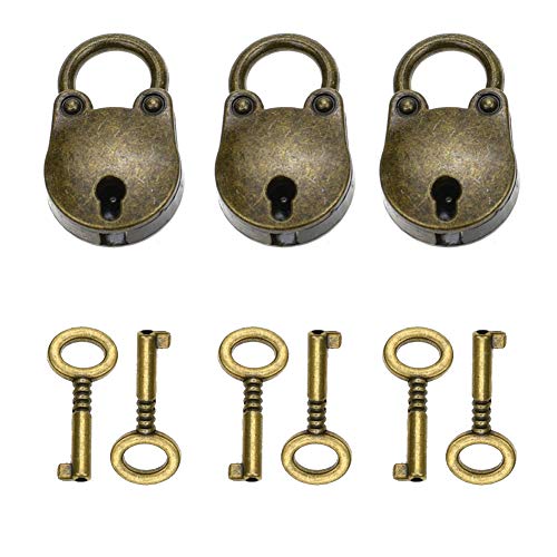 3 Pezzi Antique Vintage Mini Orso Forma Lucchetto Con 6 Pezzi Set Chiave Per Regalo Di Partito, Decorazione Domestica (Orso)