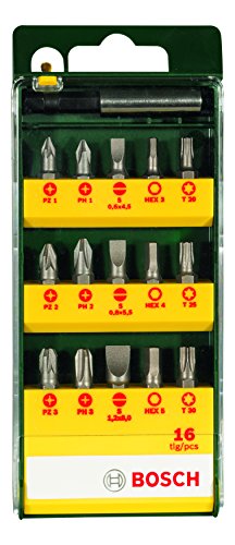Bosch Accessories 2607019453 Set Misto, Inserti Avvitamento, 16 Pezzi, Ph-Pz-Taglio-Hex-Torx