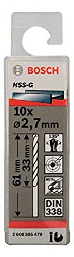 Bosch Professional 10X Hss-G Punta Per Metallo (Ø 2.7 Mm, Robust Line, Accessori Per Trapani)