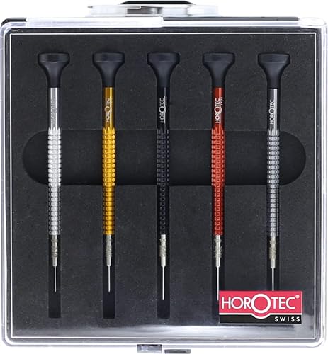 Swiss Made - Set Di 5 Cacciaviti Per Orologiaio, Con Cuscinetto A Sfera, Msa01.020-A (0.60, 0.80, 1.00, 1.20, 1.40 Mm)