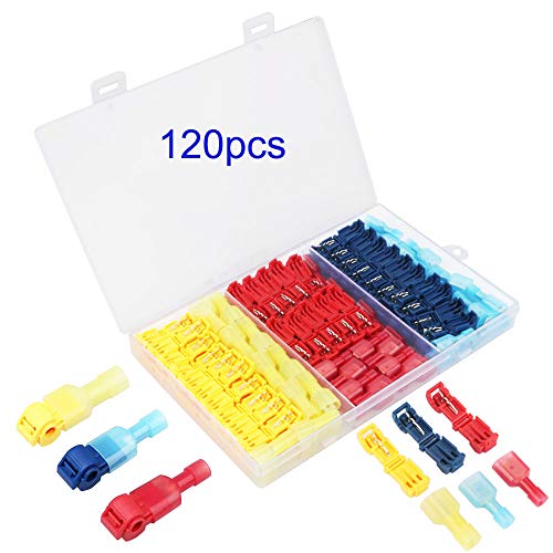 Gtiwung 120 Pezzi T-Tap Connettore Terminale, T-Tap Filo Elettrico Connettore, T-Tap Rapido Connettore, T-Tap Cavo Terminali, Connettori Cavi A Crimpa