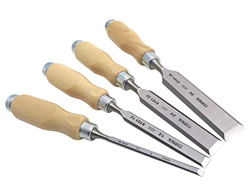 Narex (Made In Czech Republic) 4 Pc Set 6Mm (1/4), 12 (1/2), 20 (3/4) , 26 (1 1/16) Mm Woodworking Chisels 863010 By Narex