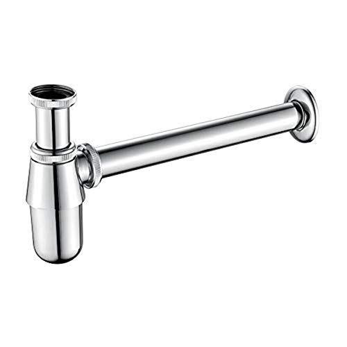 Ibergrif Sifone Universale Per Lavabo Bagno In Ottone, 1 1/4" X 32 Mm Sifoni Tubo, Altezza Regolabile 16.5-23.5 Cm, Sifone Con Manicotto In Gomma, Ant