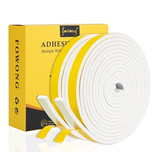 Fowong Guarnizione Finestra Nastro Sigillante Per Porte E Finestre 12Mm (Larghezza) X 6Mm (Profondità) Autoadesivo In Schiuma Guarnizione In Gomma Per