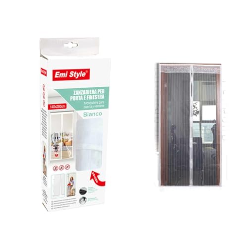 Tenda Zanzariera Magnetica Per Porta Finestra Con Adesivo In Velcro, Zanzariera Anti Insetti, Facile Da Installare (140X280Cm, Bianco)