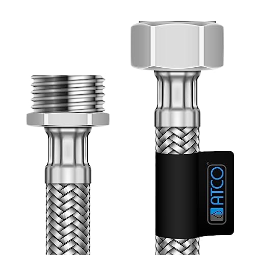 Atco 1/2" Ag X 1/2" Ig – Tubo Flessibile Flessibile Di Collegamento Tubo Di Collegamento In Acciaio Inox Tubo Dell'Acqua Potabile – Diverse Lunghezze