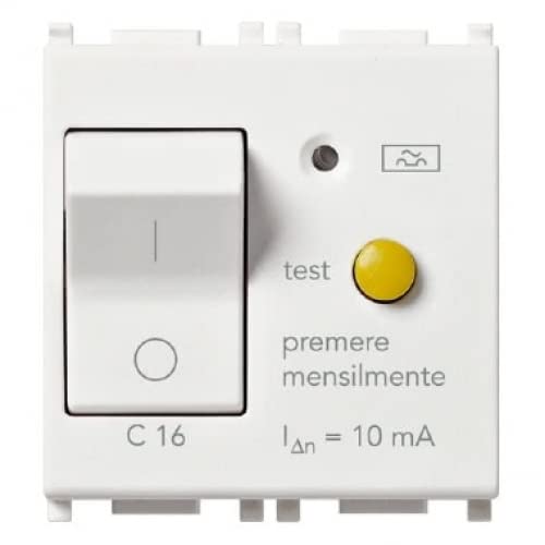 Vimar Serie Piatta - Interruttore Magnetotermico Differenziale 1 Polo+Neutro C16 10Ma Piatto Bianco