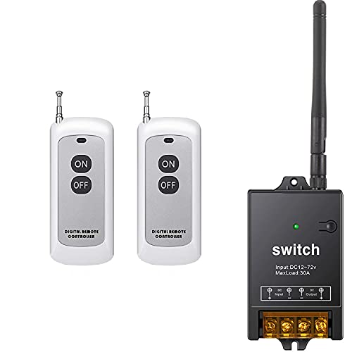 Dstfuy Interruttore Telecomando, Relè Dc 12V/24V/48V/72V/40A, Interruttore Rf Wireless Con Portata 984 Ft, Interruttore Remoto Per Allarmi Antifurto,