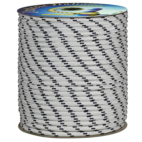 Corderie Italiane 006000815 Treccia Nautica, 14 Mm, 30 Mt, Colore Bianco Con Segnalino Blu