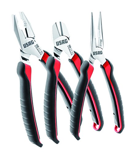 Usag 150 Ax/Se3 U01500201 Assortimento Con Pinza Universale, Pinza A Becchi Mezzotondi Diritti E Tronchese A Tagliente Diagonale (3 Pezzi)
