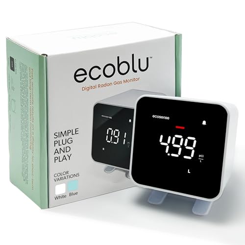 Ecosense Eb100 Ecoblu, Rivelatore Radon Domestico, Acquisizione E Visualizzazione Risultati Ogni 10 Minuti, Monitoraggio Continuo A Breve E Lungo Term