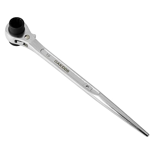 Dakcos Cricchetto Per Ponteggio,19/22 Mm,Chiave Cricchetto Ponteggi In Acciaio Al Cromo Vanadio,Cricchetto Reversibile Destro/Sinistroc Con Superficie
