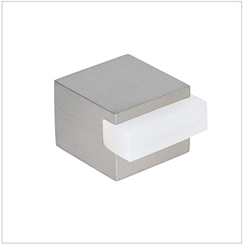 Evi Herrajes | Fermaporta Adesivo | 25 X 25 Mm | Gomma Bianca Di Silicone Naturale | Carré | Acciaio Inox | Ottima Adesione | 100% Funzionale | Mod. 1