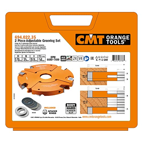 Cmt Orange Tools 694.022.35 Set 2 Teste X Canali Laterali Regolabili Hw D=170X20-39X35