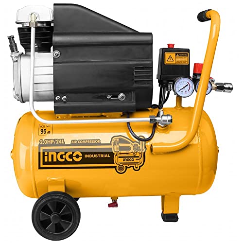 Ingco Ac202481E Compressore Ad Aria Compressa 24 Lt 1 Kw Per Utensili Pneumatici 8 Bar Max