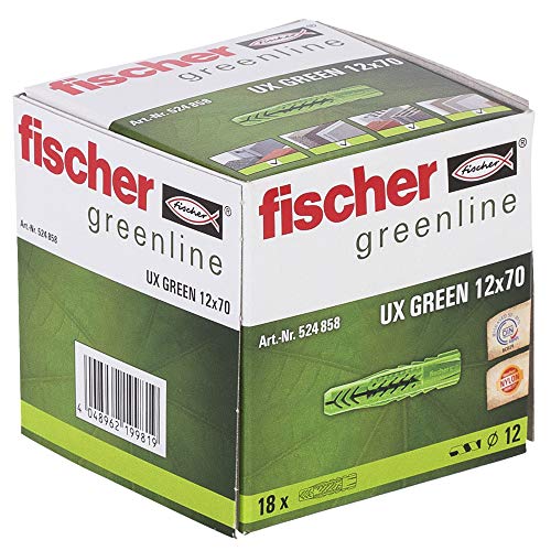 Fischer – Ancoraggio Universale Ux Green 12 X 70, 18 Pezzi, 524858