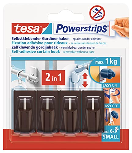 Tesa Powerstrips Vario-Gardinenhaken, Braun