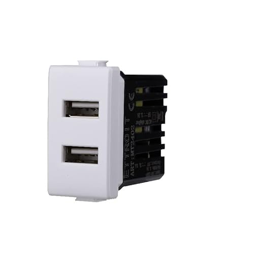Moduli Prese Interruttori Shucko Pulsanti Usb Dimmer Compatibile Matix (Modulo Presa Caricatore Usb Doppio Type A 1P 3.1A 5V Bianco)