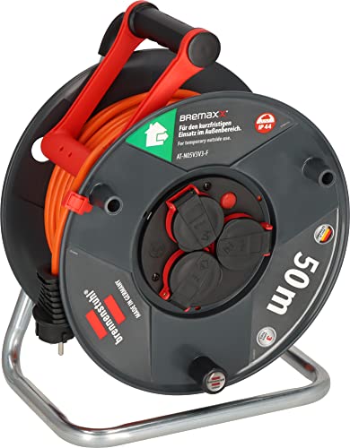 Brennenstuhl 1208520500 Garant V2 Ip44-Avvolgicavo, 50 M, Prodotto In Germania, Cavo Segnaletico Arancione, Uso A Breve Termine In Ambienti Esterni, N