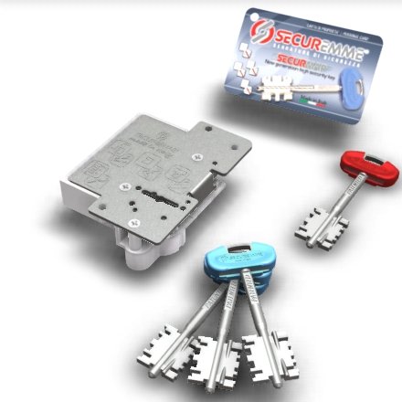 Securemme Cuore Di Ricambio Doppia Mappa Anti-Picking Sx Sinistra 3 Chiavi + 1 Da Cantiere,Antimanipolazione Lunghezza Totale Chiave Mm 95 Per Serratu