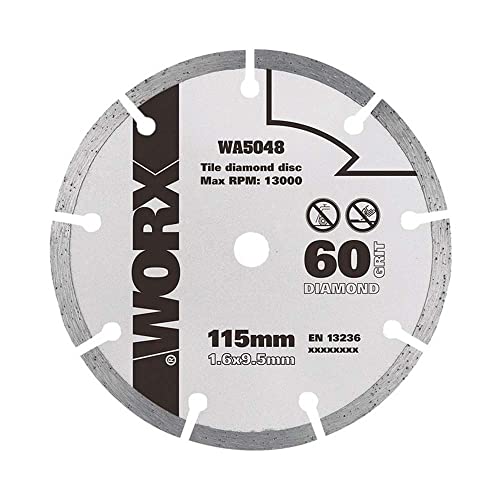 Worx Wa5048 - Dìsco Diamantato Per Taglio Piastrelle Diam. 115Mm. Per Worxsaw Wx427/429/439, Grigio