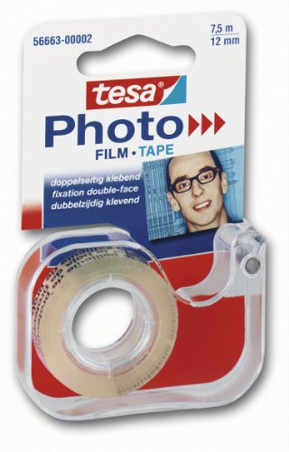 Tesa 56663 - Nastro Biadesivo Tesa Photo Con Dispenser, 12 Mm X 7,5 M, Trasparente
