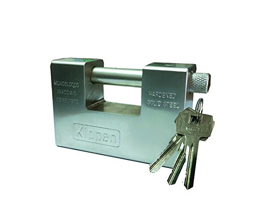 Kippen 2010C Lucchetto Antiscasso Con Corpo In Acciaio Cementato Monoblocco Mm.90, Argento, 90 Mm, 1 Pezzo