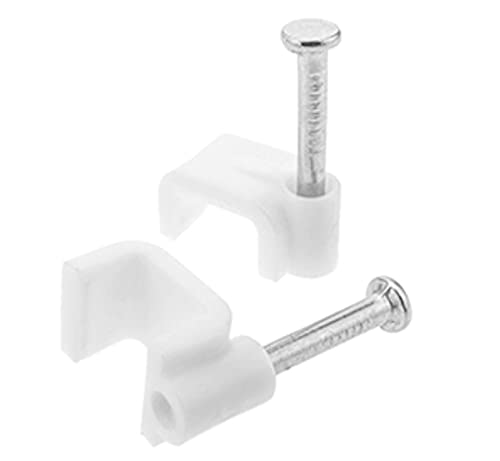 Chiodini Con Fermacavo Piatto 6Mm Bianco 100Pz