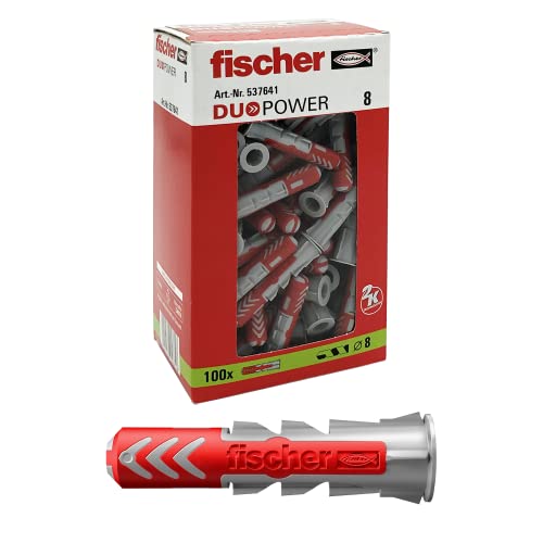Fischer 100 Tasselli Duopower, 8 X 40 Mm, Per Muro Pieno, Mattone Forato, Cartongesso, 537641