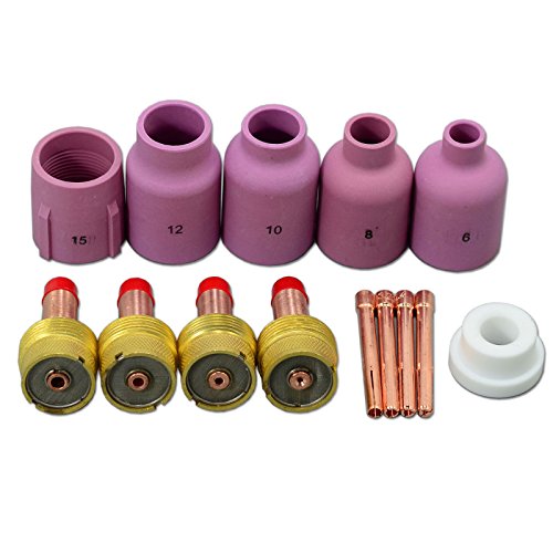 Riverweld Kit Di Pinze Per Lenti A Gas Di Grande Diametro Tig Da 14 Pezzi 45V116 (1,60 Mm) 45V64 (2,4 Mm) 995795 (3,2 Mm) Coppa In Ceramica 57N75 6# 5