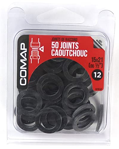 Comap S279142 50 Guarnizioni Gomma Acqua Calda 15X21 90°C 40B, Nero