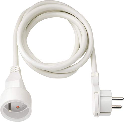 Brennenstuhl - Prolunga 5 M Con Spina Piatta (Ip20, H05Vv-F 3G1,5, Con Anello Pieghevole Per Scollegarlo Facilmente), Colore: Bianco