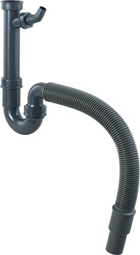 Cornat T353304R - Sifone Per Lavandino Con Tubo Di Scarico Flessibile E Attacco Per Dispositivi, In Confezione Riciclata E Riciclabile, 1 1/2", Colore