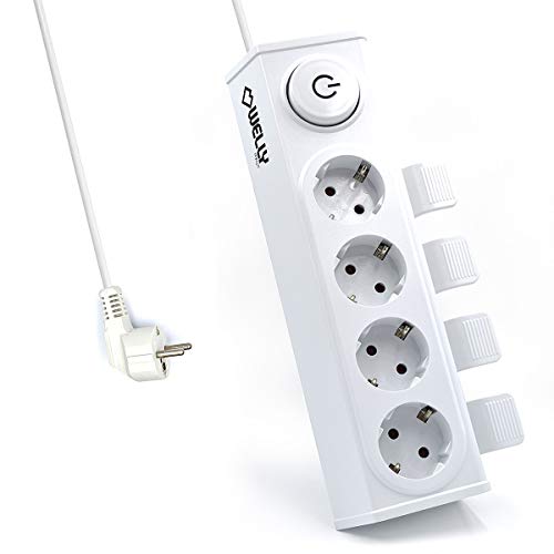 Welly Enjoy It Wy13160 - Multipresa Elettrica 4 Prese Posizioni Schuko 16A Con Sistema “Inserimento/Estrazione Facilitata” E Interruttore On/Off, Bian