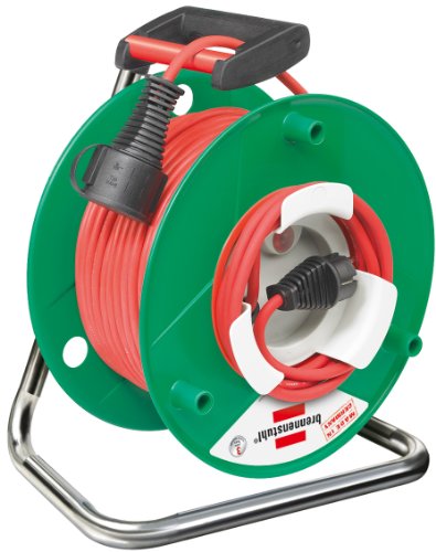Brennenstuhl 1184748 Avvolgicavo 25 M Da Giardino Serie Garant G + Bretec Maniglia Ergonomica Diametro 24 Cm, Verde