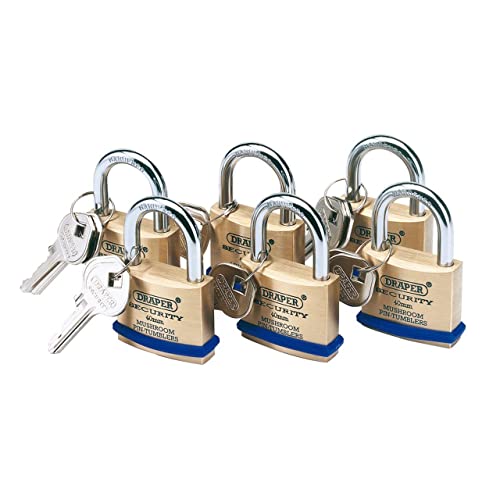 Draper 67659 - Set Di Lucchetti In Ottone, Con Anello In Acciaio, 6 Pezzi