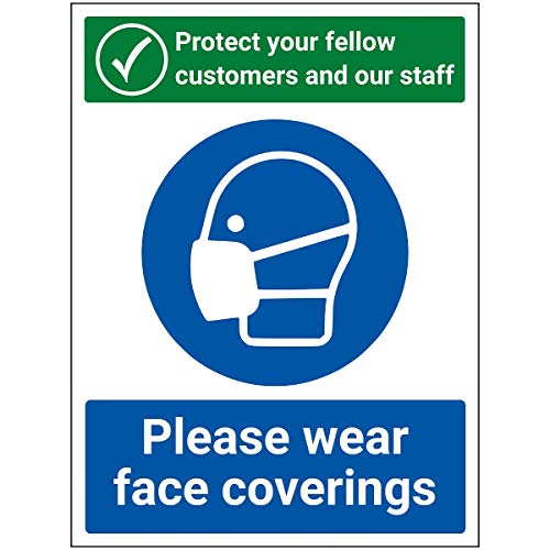 V Safety Cv215Au-R Vsafety Protect Personale E Clienti - Segnale Per Rivestimenti Per Il Viso, 200 Mm X 300 Mm-1 Mm In Plastica Rigida