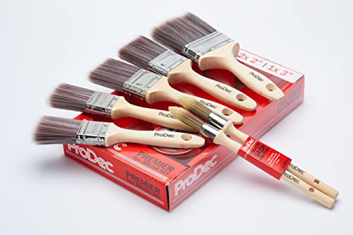 Prodec Set Di 7 Pennelli Sintetici Premier Trade Per Una Finitura Liscia Con Emulsione, Lucidatura, Vernici Satinate Su Pareti, Soffitti, Legno, Metal