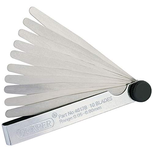 Draper 36169 - Set Di Misuratori Metrici, 0,05 Mm-0,80 Mm, Lunghezza 100 Mm, 10 Pezzi, Blu