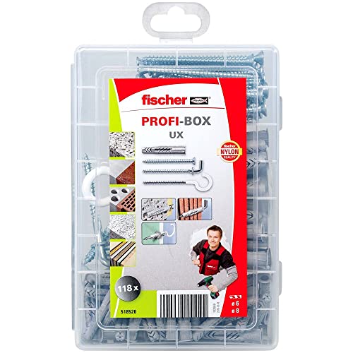 Fischer 518526 Profibox_Nv, Tasselli Ux Con Viti E Ganci, Set Di 118 Pezzi