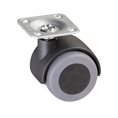 Metafranc 802200 - Doppio Rullo Ø 40 Mm - Piastra 38 X 38 Mm - Ruota In Tpr - Battistrada Morbido - Cuscinetto Scorrevole - 30 Kg Di Portata/Rullo Per