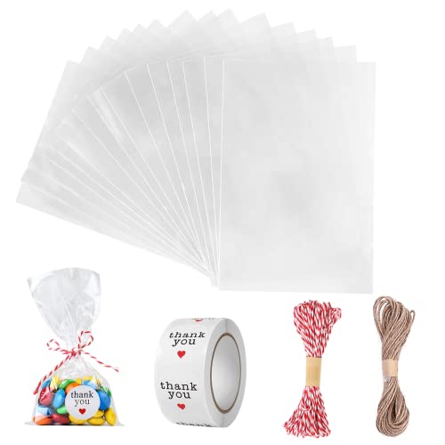 Carehabi 200 Pezzi Di Sacchetti Cellophane Sacchetti In Plastica Per Confezionamento Cellophane Biscotto Caramelle Con Perline Regalo