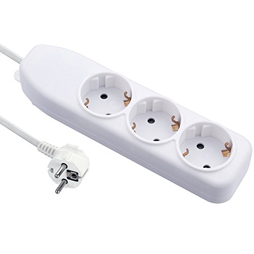 Electraline 51311-Ciabatta Multipresa A 3 Prese, Cavo 1,5 M, 3G1, Colore: Bianco
