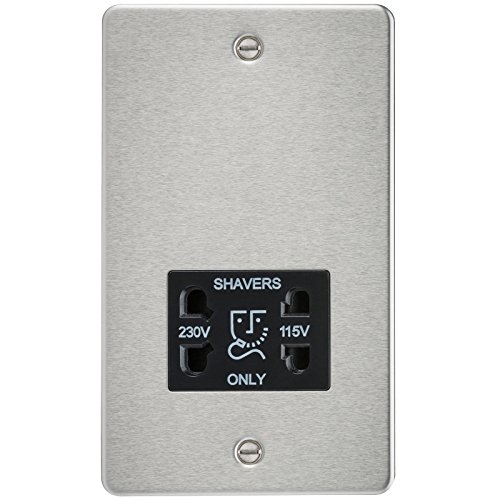 Knightsbridge Fpav8900Bc 115/230 V Presa Rasoio A Doppia Tensione Piatta Con Inserto Nero – Cromo Spazzolato