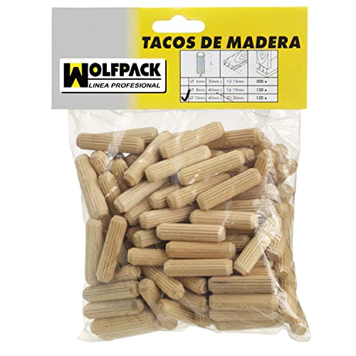 Wolfpack Linea Profesional Espigas Madera 8X40 Mm. (Bolsa De 50 Piezas)