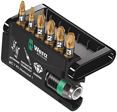 Wera 05057412001 Assortimento Di Bit, Check 7, Colore Bronzo, Set Di 7 Pezzi